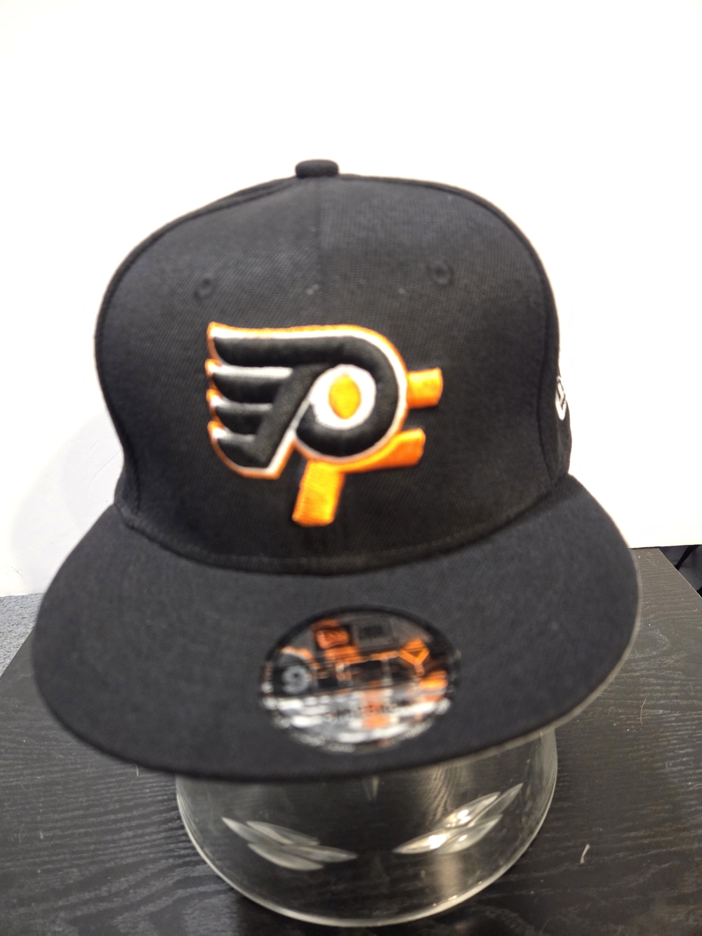 New Era Black Philadelphia Flyers Fitted Hat with Orange Logo